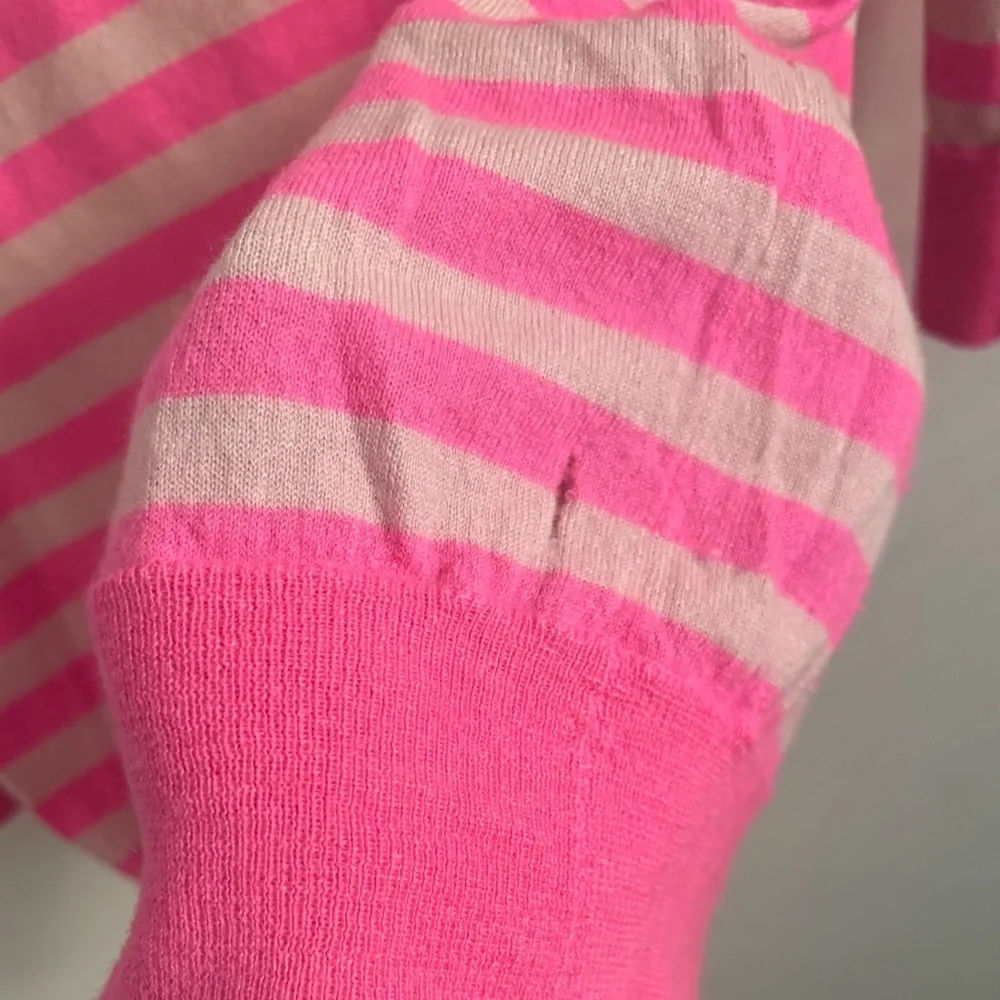 J.crew Women Stripes Pink Cashmere Sweater Medium Peruvian Old money Preppy